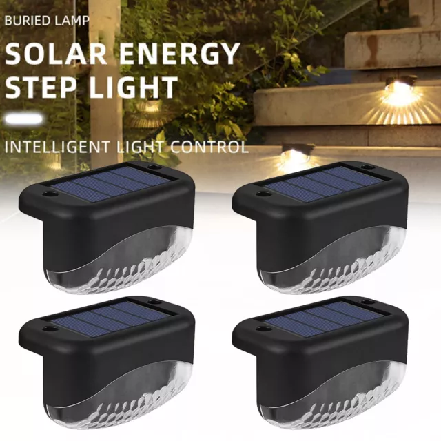 4Pcs Solar LED Stairs Lights Outdoor Garden Deck Light Waterproof Fence Lamps