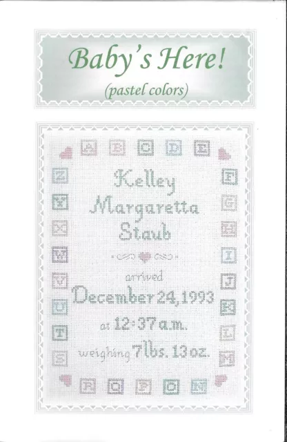 ¡Baby's Here! Patrón de bordado de punto de cruz contado por A Stitch In Time Design