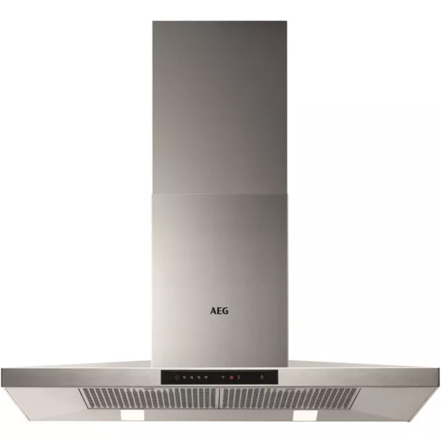 AEG 90cm Pyramid Chimney Cooker Hood with Hob2Hood - Stainless Steel DKB5960HM