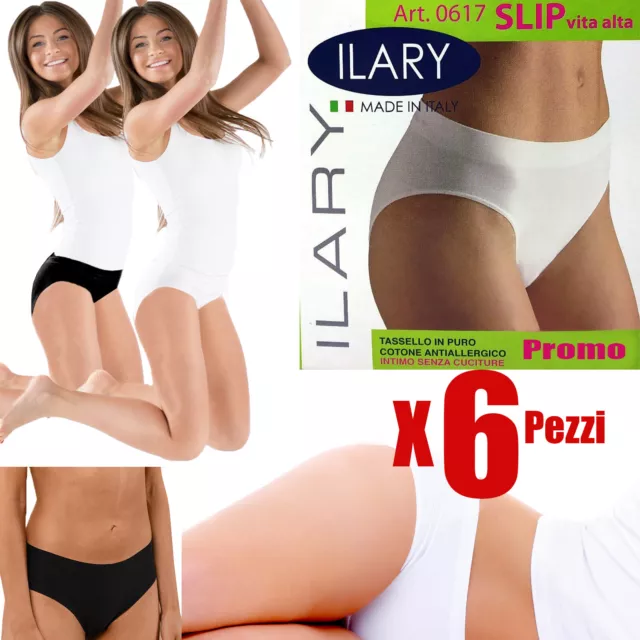 Set 6 pack slip donna vita alta culotte mutande prodotto in italy senza cuciture