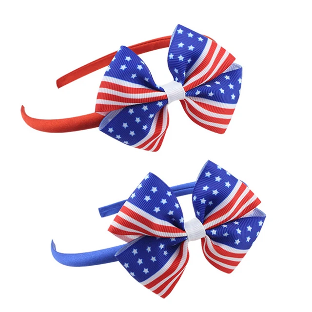 Accesorios de banda para el cabello para niños American Flag lindo moño aro para el cabello del Día Nacional