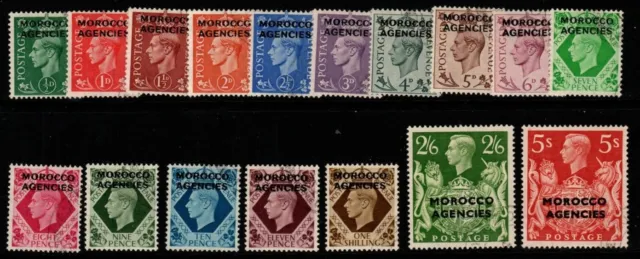 Morocco Agencies Sg77/93 1949 Definitive Set Fine Used