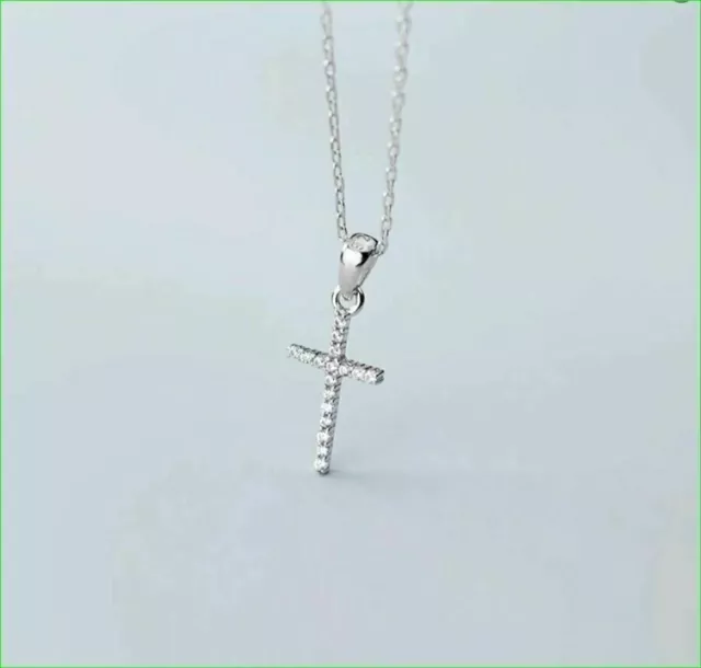 1 CT LAB Created Diamond Cross Necklace Pendant Necklaces 14K White ...