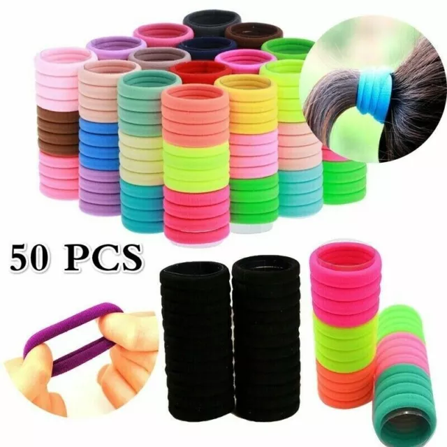 50Pcs Women Girls Hair Bands Ties Rope Rings Elastic Hairband Ponytail Holder AU