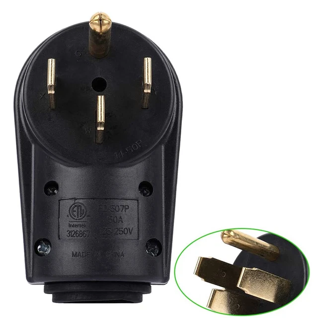125/250V 50Amp Heavy Duty RV Male Replacement Receptacle Plug