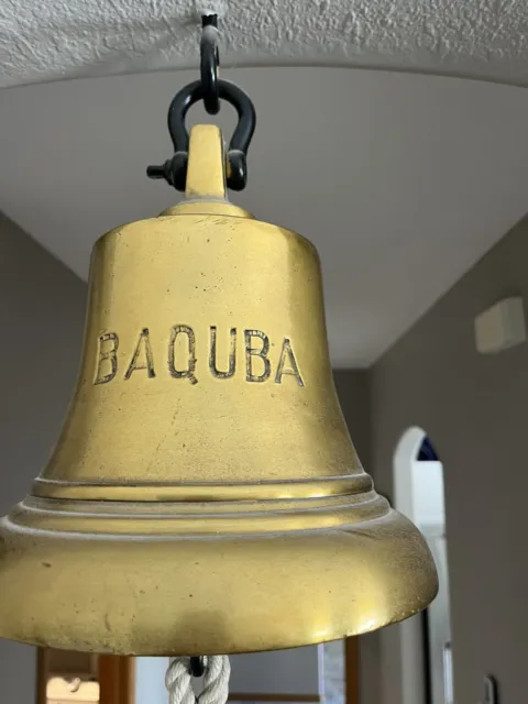 Antique Solid Brass Ships Bell “BAQUBA” (British Registry 1849)
