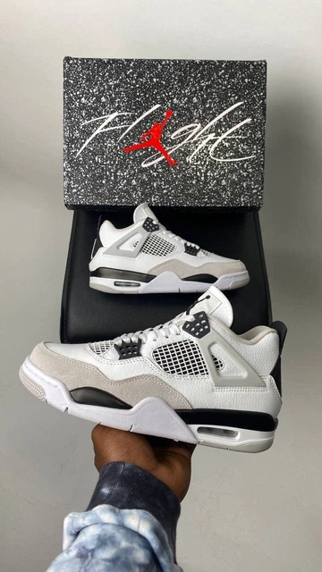 NIKE AIR JORDAN 4 Scarpe Sportive per Uomo Bianche Nere Grigie