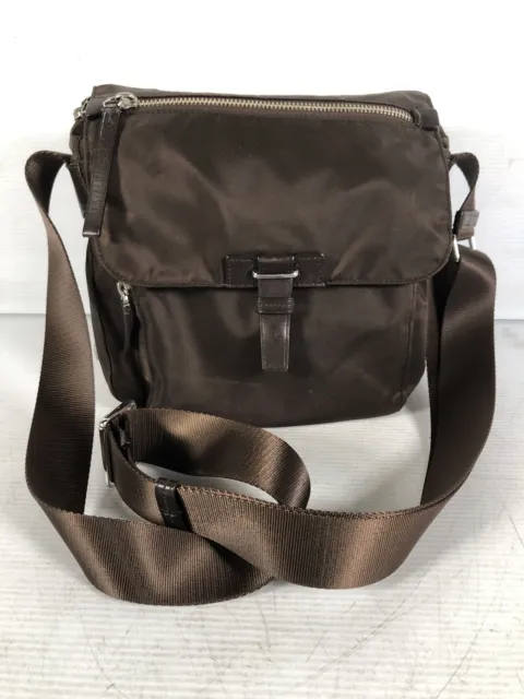 Tumi Crossbody Bag Womens Brown Nylon Adjustable Strap Zipper Pockets Casual S