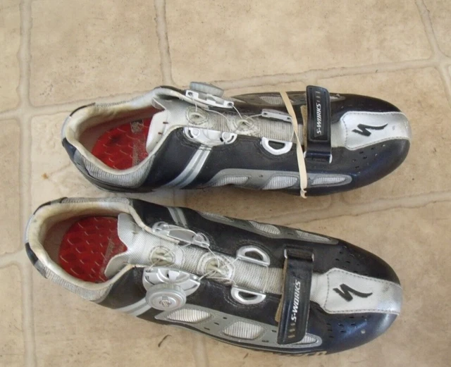 Specialized S Works Road Cycling Shoes Bike Sz 46 US 13 Carbon FACT Black silver