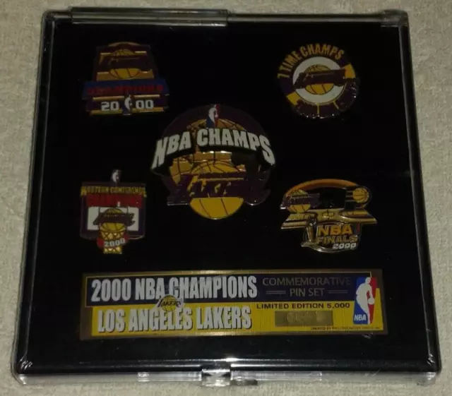 NBA Los Angeles Lakers 2000 NBA Champions 5 Pin Set Limited Edition New - KOBE