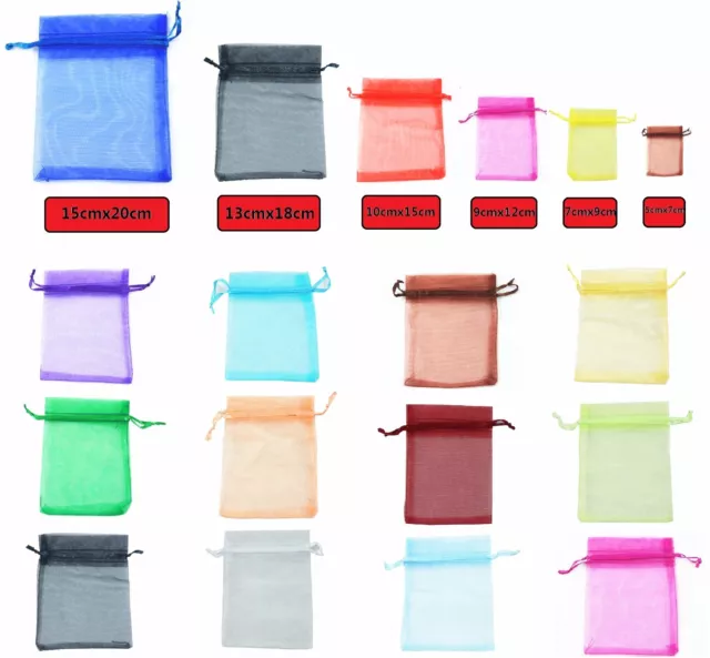 50 LUXURY Organza Gift Bags Jewellery Pouches XMAS Wedding Party Candy Favour