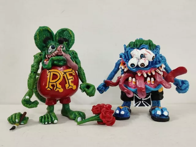 2pcs/lot Green Blue Rat Fink Ed Roth Figure Pinstripe Art Mooneyes Planet Toy