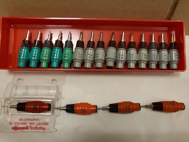 19 x Original Zeichenkegel rOtring Isograph 2.0 mm , 1.0 mm,  1.4mm 18 mm