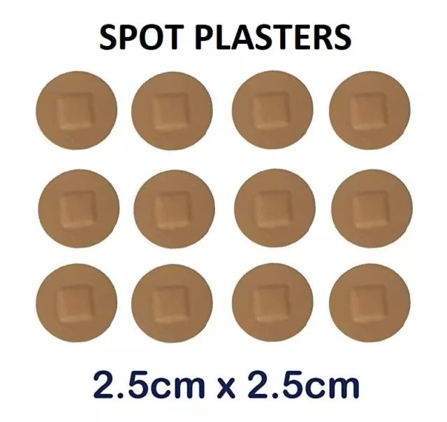 Spot Plasters - Waterproof - 2.5cm x 2.5cm - Sterile Round  First Aid Cut Wounds