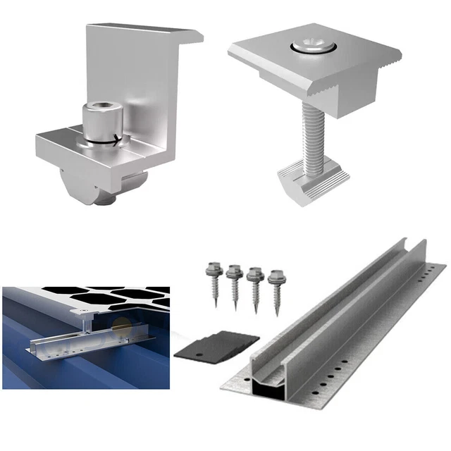 SOLAR MODULES ALUMINIUM bracket trapezoidal plate flat roof PV mounting ...
