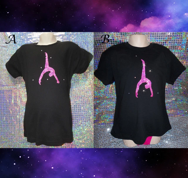 T-shirt Ginnastica Over Leotard Warmup Ragazze Danza Nero Rosa Razzledazzle UK