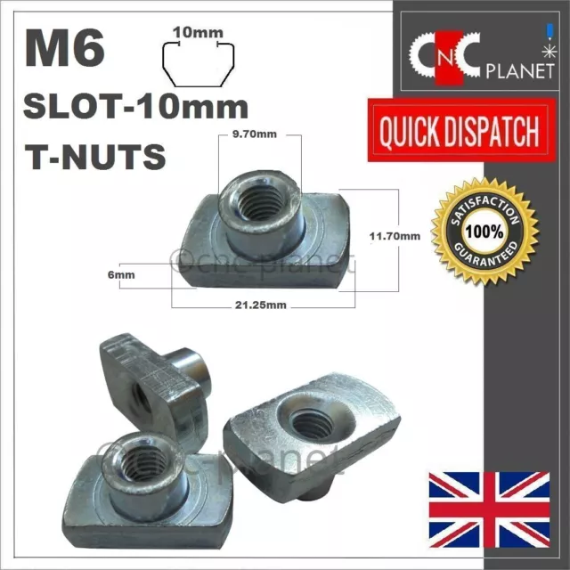 M6 Slide in T ÉCROU 10 mm fente en aluminium structure de jambe de force profilé 45 mm série plate