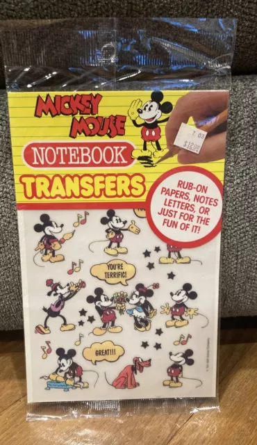 Vintage Walt Disney Mickey Mouse Notebook Transfers Rub-On By Colorforms 1980's
