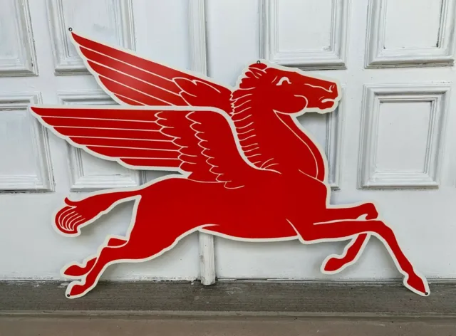 Mobil Gas Right Flying Red Horse Pegasus Metal Heavy Steel Sign Extra Large 35"