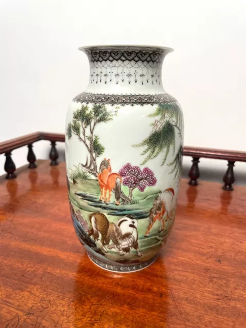 A Fine Quality Chinese Republic Porcelain Vase, Signed, Qianlong Mark