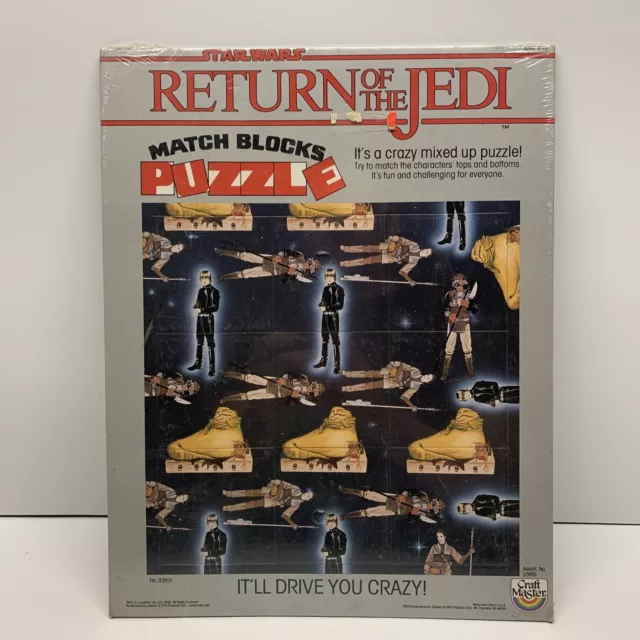 Vintage Star Wars Return Of The Jedi Match Blocks Puzzle; Sealed