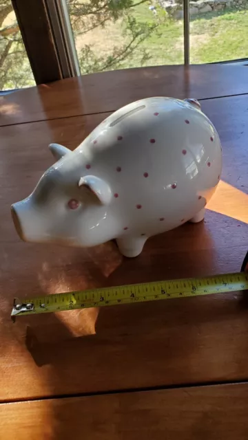 Tiffany & Co. Este Ceramiche Italy Hand Painted White Pink Polka Dot Piggy Bank