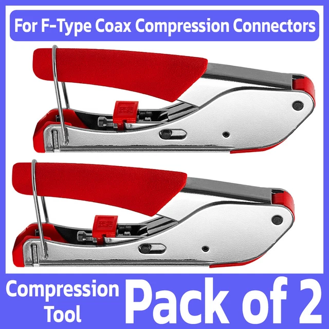 2 Pack Compression Tool for F-Type Coaxial Connector RG6 RG59 Coax Cable w/ Lock