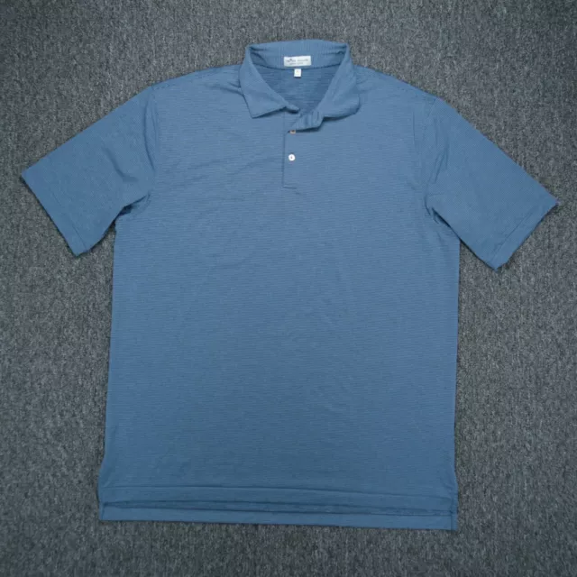 Peter Millar Shirt Mens Extra Large Blue Halford Stripe Performance Polo XL