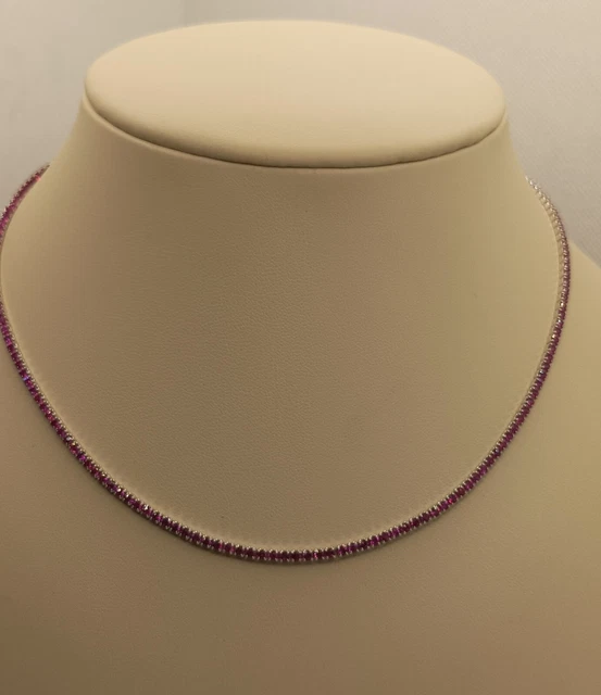 Collana Tennis In Argento Rodiatio Con Zirconici Bianchi - Lunghezza 44-47 Cm, Per Donna, Ideale Anniversario - 3