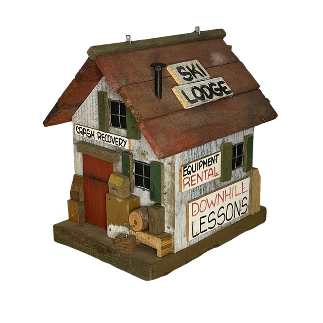 M.L. STUDTMAN Birdhouse Original Rustic Folk Art SKI LODGE Wood RARE