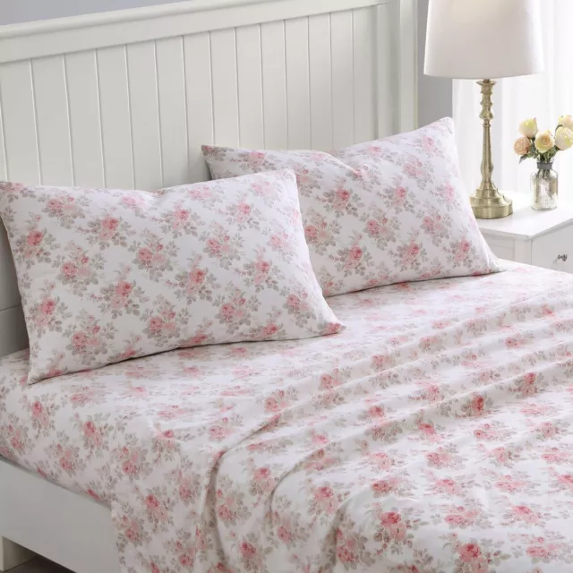 Laura Ashley Lisalee Flannelette Sheet Set Soft Pink