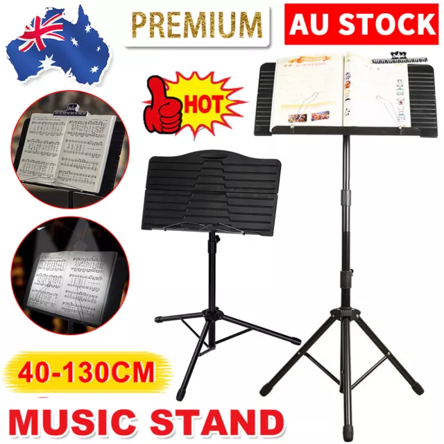 5 in 1 Music Stand Rack Foldable Adjustable + Carry Bag + Rotating Light + Clip