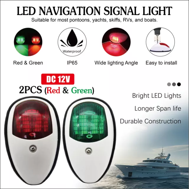 2x LED Waterproof Navigation Lights Port Starboard Marine Yacht Boat