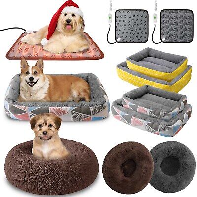Pet Dog Cat Bed Donut Plush Fluffy Soft Warm Calming Bed Sleeping Kennel Nest