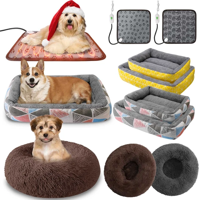 Pet Dog Cat Bed Donut Plush Fluffy Soft Warm Calming Bed Sleeping Kennel Nest US