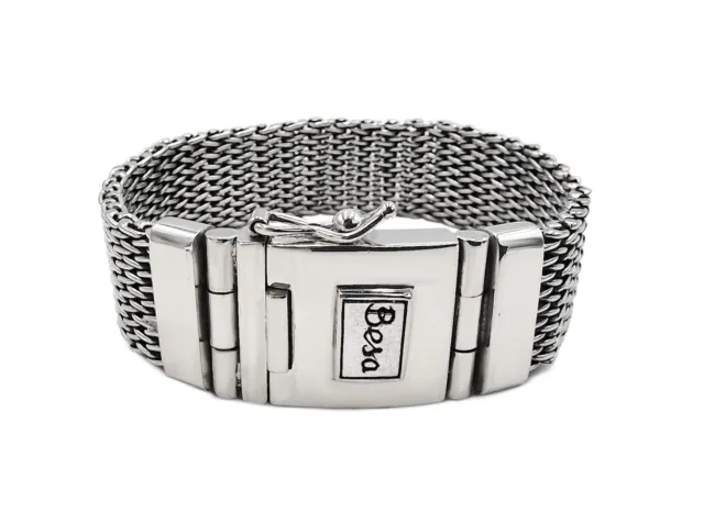 BESA Silber Armband 925er "Gede" 20mm Breite Flechtmuster elegant Herren Schmuck