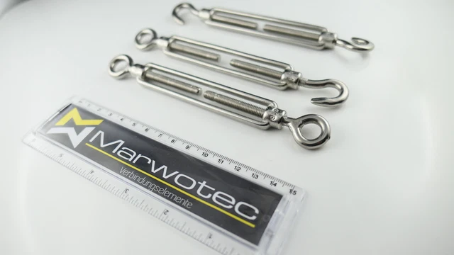 Edelstahl Spannschloss V4A Drahtseil Seilspanner Haken &Ouml;se Gabel Wantenspanner E