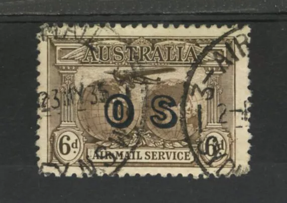 M2370 Australia 1931 SG139a - 6d sepia overprinted OS.