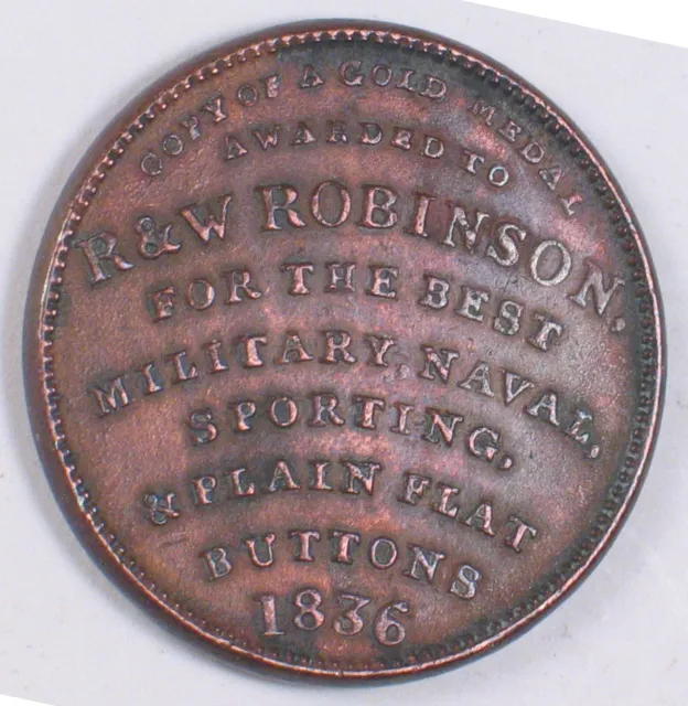 1836 R&W Robinson AMERICAN INSTITUTE New York. Hard Times token