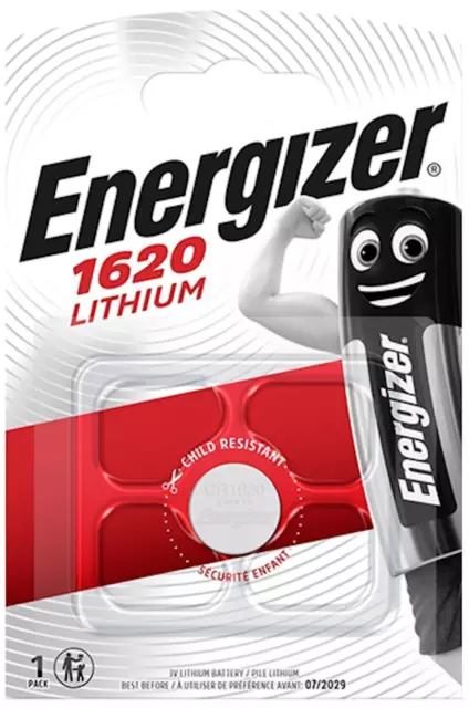 2x Energizer Lithium 3V Cell (2x1er Blister Pack) CR1620 IEC C Button ECR1620
