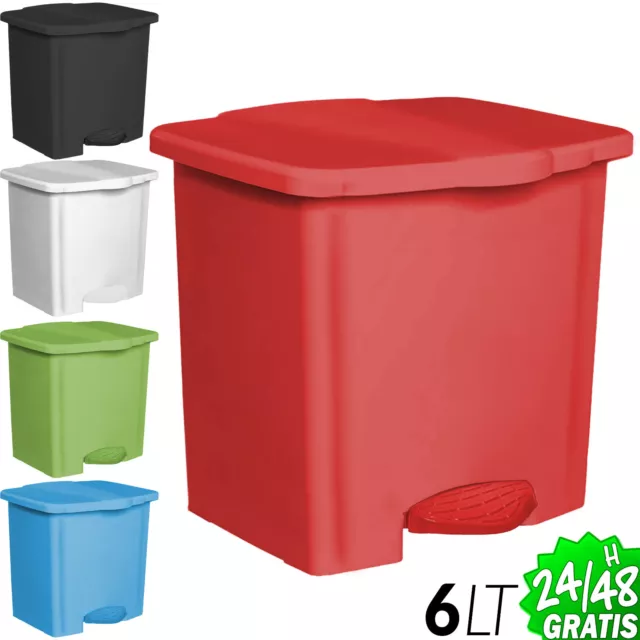 2x Papeleras Cubo de Basura en Plastico Reforzado 6 Lt Sanitarios Oficina Cocina