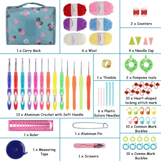 68 PCS CROCHET Kits for Beginners Colorful Crochet Hook Set with