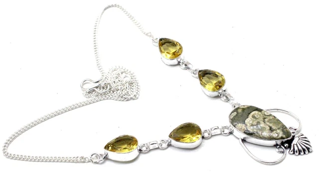 925 Sterling Silver Crazy Lace Agate Gemstone Jewelry Necklace Size-17-18"