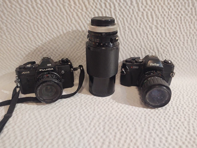 LOTE de piezas de zoom o reparación de lentes Fujica AX-3 Vivitar V2000 Serie 1 sin probar