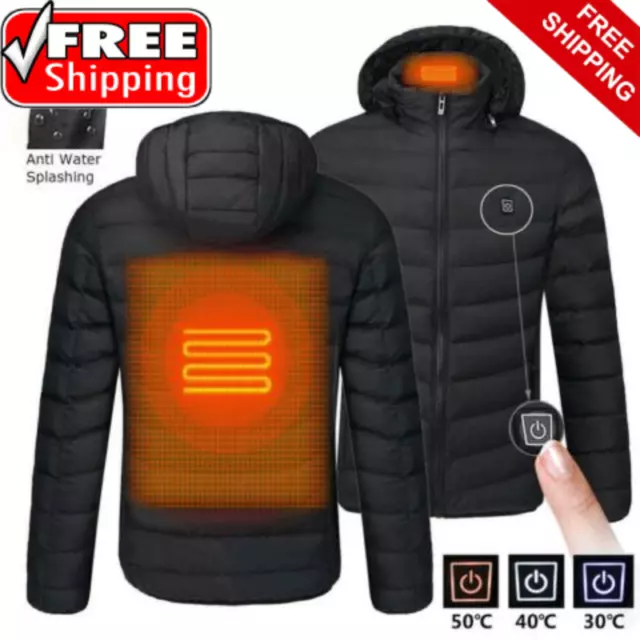 Chaqueta Térmica Calefactable De Hombre Abrigo Con Capucha Calentador Eléctrico