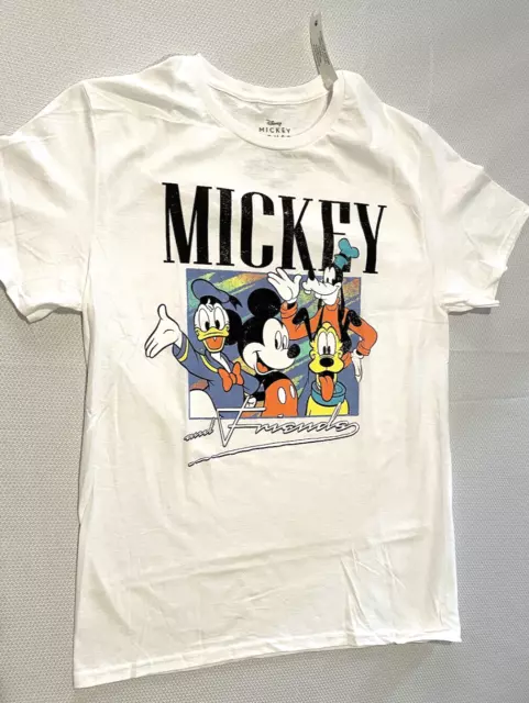 Disney Mickey Mouse and Friends Group White Graphic T-Shirt Size Medium 38/40