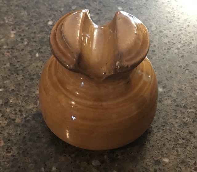 Vintage Large LOCKE Porcelain Ceramic INSULATOR USA Glazed Butterscotch Ex Co 4
