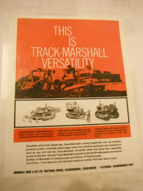 VINTAGE, TRACK-MARSHALL CRAWLER Tractor- Advert (Laminated Photocopy) £