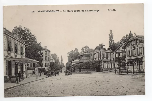 MONTMORENCY Val D'Oise CPA 95 the train station & restaurant road de l'Hermitage