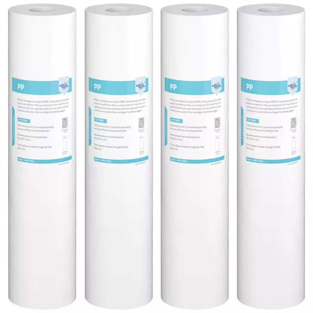 4 Pack 5 Micron 20" x 4.5" Big Blue Whole House Sediment Water Filter Cartridges